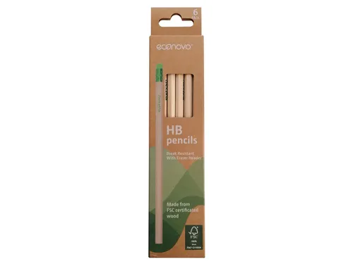 Potlood Econovo HB met gumtop blister à 6 stuks