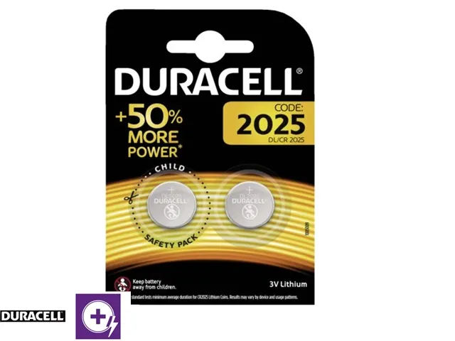 Batterij Duracell knoopcel 2x CR2025 lithium Ø20mm 3V-170mAh