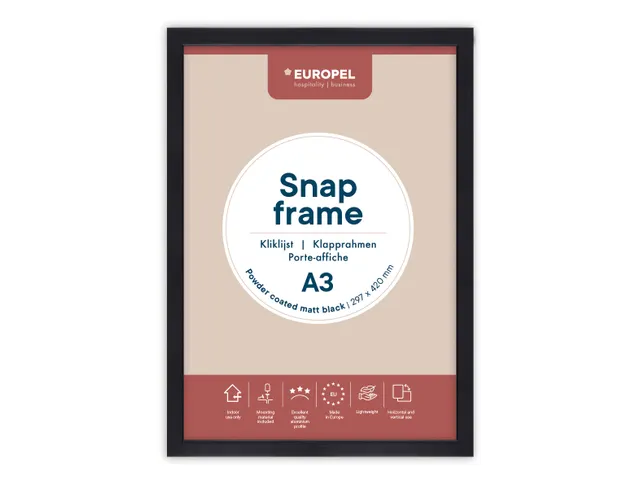 Kliklijst Europel A3 25mm mat zwart