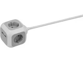 Stekkerblok Brennenstuhl 4 voudig inclusief 2 USB 140cm wit/grijs - 4