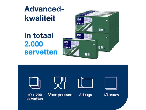 Tork Advanced 18461 servetten 2-laags mos groen 33x33cm 1/4 vouw