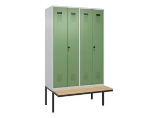 locker met bank,voor scheiding van kleding,HxBxD 2120x1200x815mm,4vak - 2