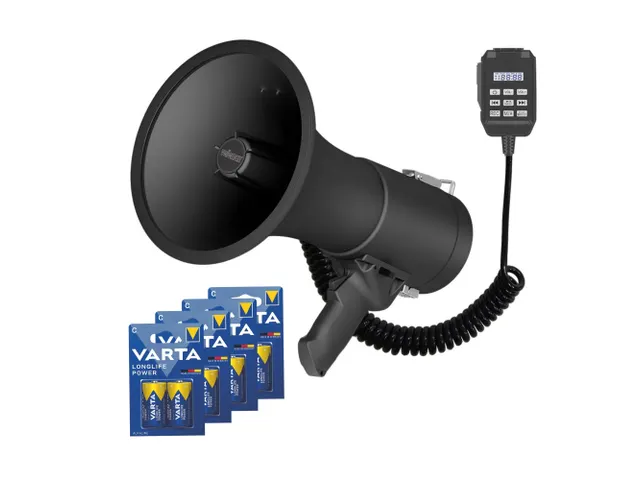 Krachtige 50 W megafoon met ingebouwde sirene Set
