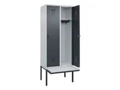locker met bank,HxBxD 2120x800x815mm,2vak,vak B 400mm,draaigrendel