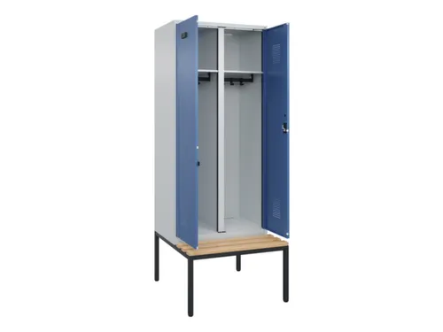 locker met bank,voor scheiding van kleding,HxBxD 2120x800x815mm,2vak