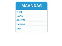 LabelLORD PL Dagetiket Maandag 50x50mm Blauw Flushlabel 250 stuks