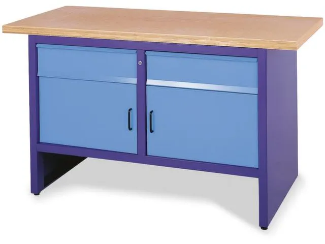 werkbank,HxBxD 845x1500x700mm,multiplexblad,RAL7035,front RAL7035