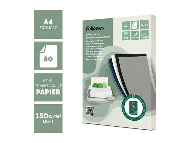 Voorblad Fellowes A4 FSC translucent papier 150gram 50vel