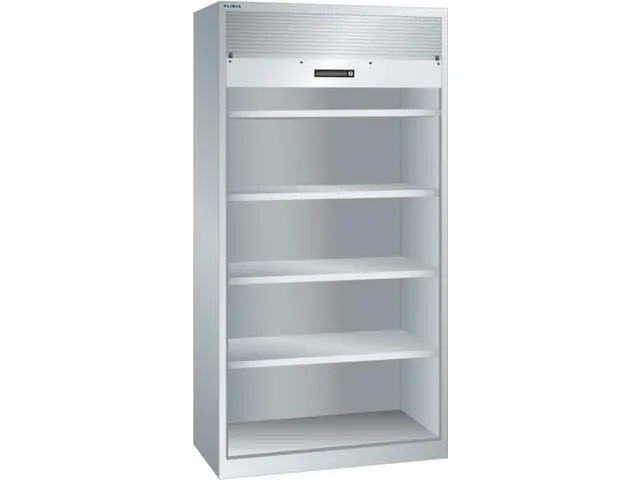 roldeurkast 1950x1000x580mm 4xStalen bodem cil.-slot sokkel RAL7035