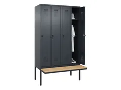locker met bank,HxBxD 2120x1200x815mm,4vak,vak B 300mm,draaigrendel