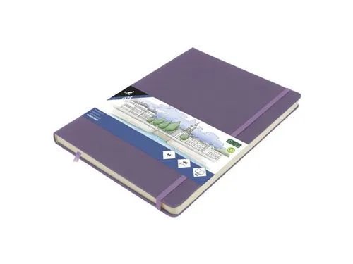 Schetsboek Kangaro A4 heather purple PU HC 80 vel 140gr roomwit met el