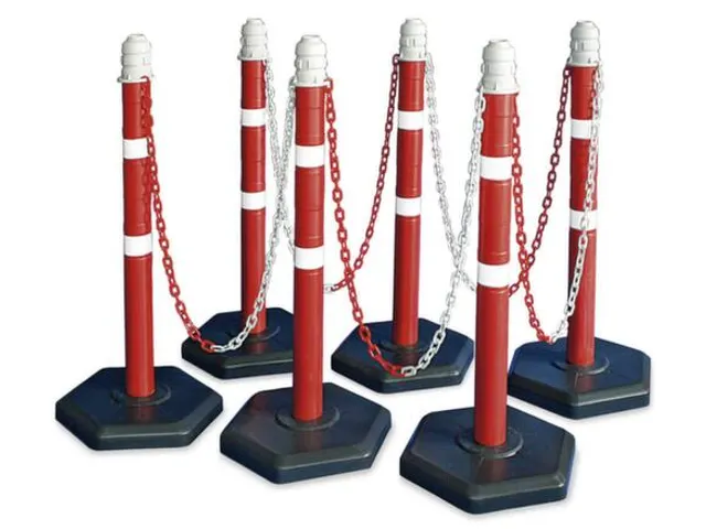 set kettingstaanders,6staanders,10m ketting,paal HxØ 1000x70mm