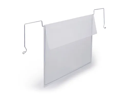 Hoes met ophangbeugel met flap A5 liggend formaat PP Transparant