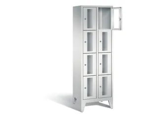 Lockerkast 1850x610x500mm 2x4 vakken Cilinderslot Poten, RAL7035 - 1