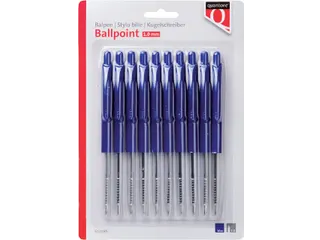 Balpen Quantore Drukknop Blauw medium, Blister 10 stuks - 1