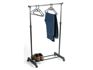 Kledingrek op wieltjes met 1 stang verstelbare hoogte 80x43x165cm - 1
