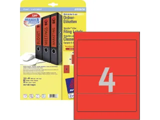 Rugetiket Avery Zweckform breed 192x61mm Rood L4766 80 stuks - 2