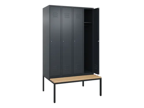 locker met bank,HxBxD 2120x1200x815mm,4vak,vak B 300mm,cil.-slot