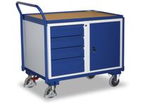 Tafel- En Kastwagen 250kg Lxb 1000x600mm 4 Laden 1 Kast Ral 5010