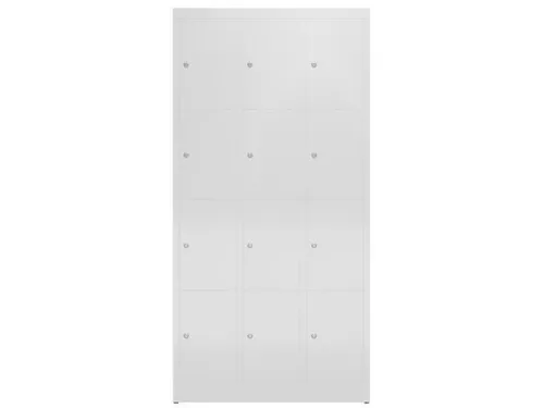 Lockerkast 1800x870x500mm 3x4 vakken cilinderslot, sokkel, RAL7035
