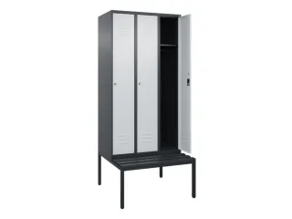 locker met bank,HxBxD 2120x900x815mm,3vak,vak B 300mm,cil.-slot - 2