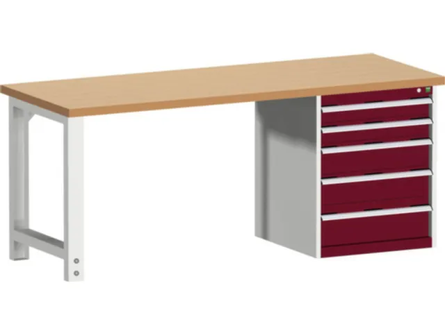 établi HxlxP 840x2000x750mm plateau hêtre rouge force 1500kg