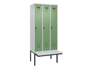 locker met bank,voor scheiding van kleding,HxBxD 2120x900x815mm,3vak - 2