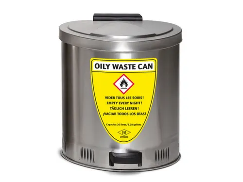afvalbak voor poetsdoeken,RVS,20l,HxBxD 429x385x382mm,m. pedaal