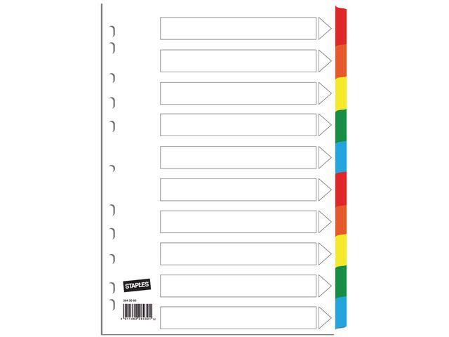 kartonnen tabbladen A4 gekleurd met 10 tabs (23-gaats