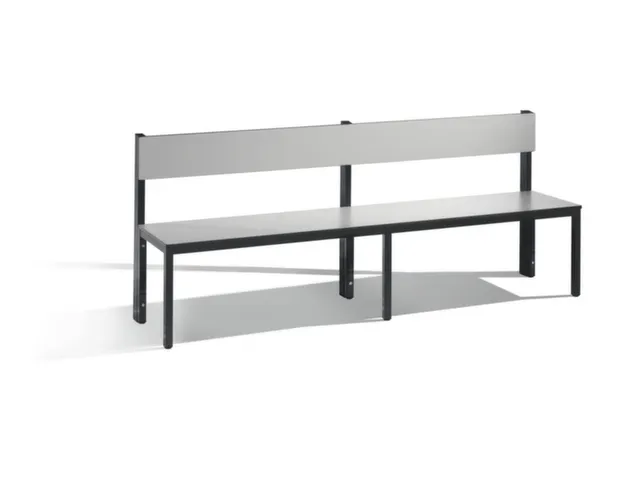 omkleedbank,HxLxD 796x2000x407mm,HPL zilvergrijs,frame staal RAL7021