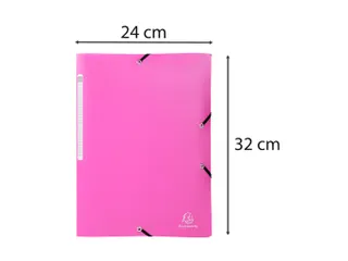 Elastomap 3 kleppen polypropyleen 5/10de Ondoorschijnend A4 Fuchsia - 7