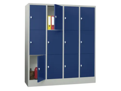 lockerkast,HxBxD 1850x1600x500mm,4x3vakken,RAL7035,front RAL5010