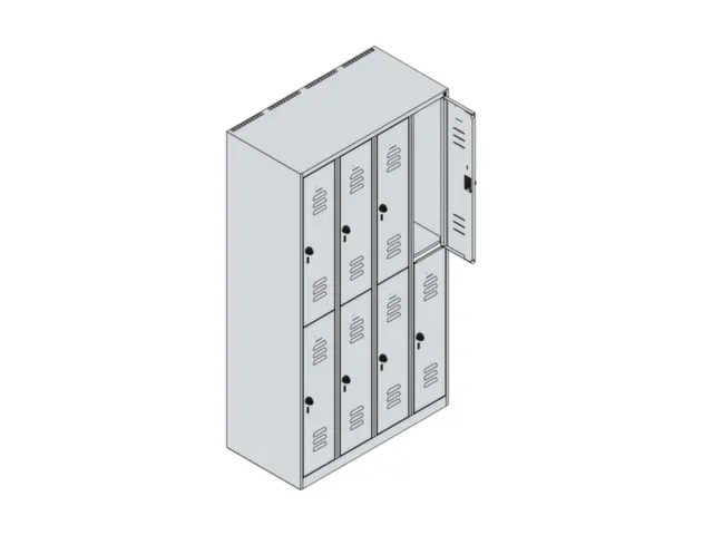 dubbeldekse locker,HxBxD 1850x1000x500mm,4x2vak.,vak B 250mm,cil.-slot
