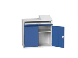 pc-kast 1130x1050x550mm toetsenbordblad RAL7035 + RAL5010