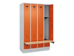 locker met bank,HxBxD 1950x1200x815mm,4vak,vak B 300mm,cilinderslot