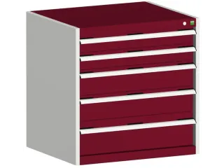 ladekast HxBxD 800x800x650mm 5laden romp RAL7035 front RAL3004 - 1