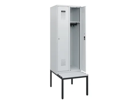 locker met bank,HxBxD 1950x600x815mm,2vak,vak B 300mm,cilinderslot