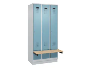 locker met bank,HxBxD 1950x900x815mm,3vak,vak B 300mm,cilinderslot - 2