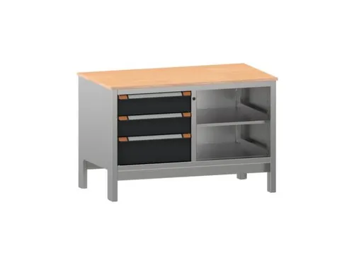 werkbank,HxBxD 870x1250x725mm,multiplexblad,draagverm. 1000kg,4voeten