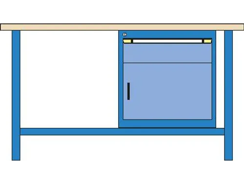 werkbank,HxBxD 840x1500x700mm,multiplexblad,RAL7035,front RAL7035