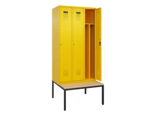locker met bank,voor scheiding van kleding,HxBxD 2120x900x815mm,3vak - 1