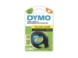 Labeltape Dymo Letratag 91202 plastic 12mm zwart op geel S0721620