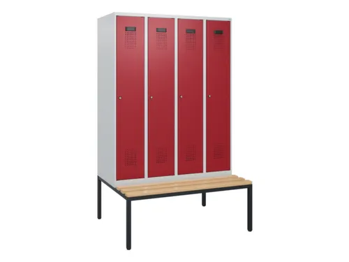 locker met bank,HxBxD 1950x1200x815mm,4vak,vak B 300mm,cilinderslot