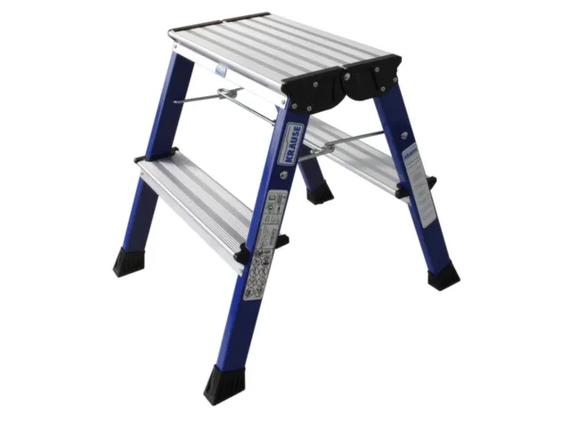 Verrijdbaar Vouwtrapje Aluminium 2x2treden 4 Geveerde Wielen Blauw