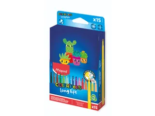 Viltstift Maped Color'Peps Long Life 2.0 doos à 15 stuks assorti - 2