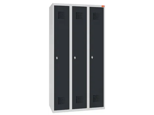 lockerkast,HxBxD 1800x900x500mm,3vak,draaigrendel,sokkel,romp RAL7035