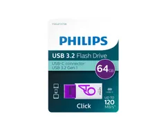 USB stick 3.2 Philips Click USB-C 64GB paars