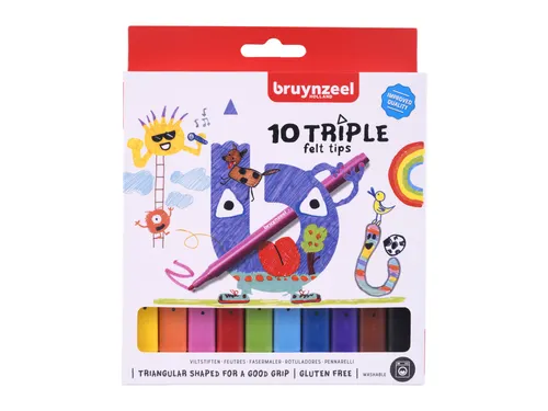 Viltstift Bruynzeel Kids Triple assorti 10 stuks