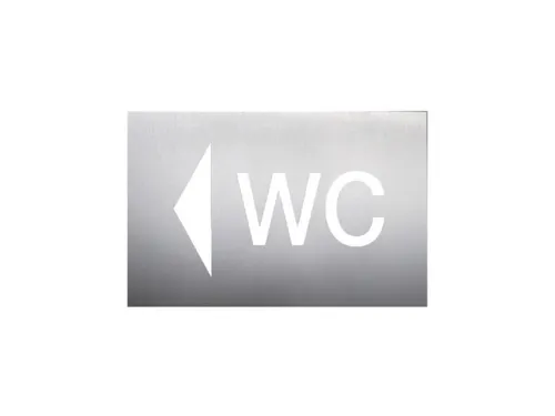 wandbord,WC,pijl links,RVS,zelfklevend,HxB 160x235mm