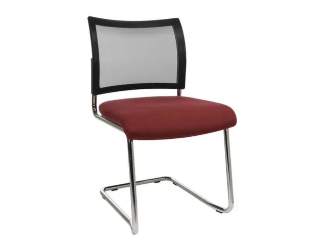 Siège visiteur assise bordeaux dossier maille noir assise HxlxP 450x4